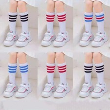 2 x Toddler Kids Sports Football Soccer Long Socks Solid Knee High Bottom Socks