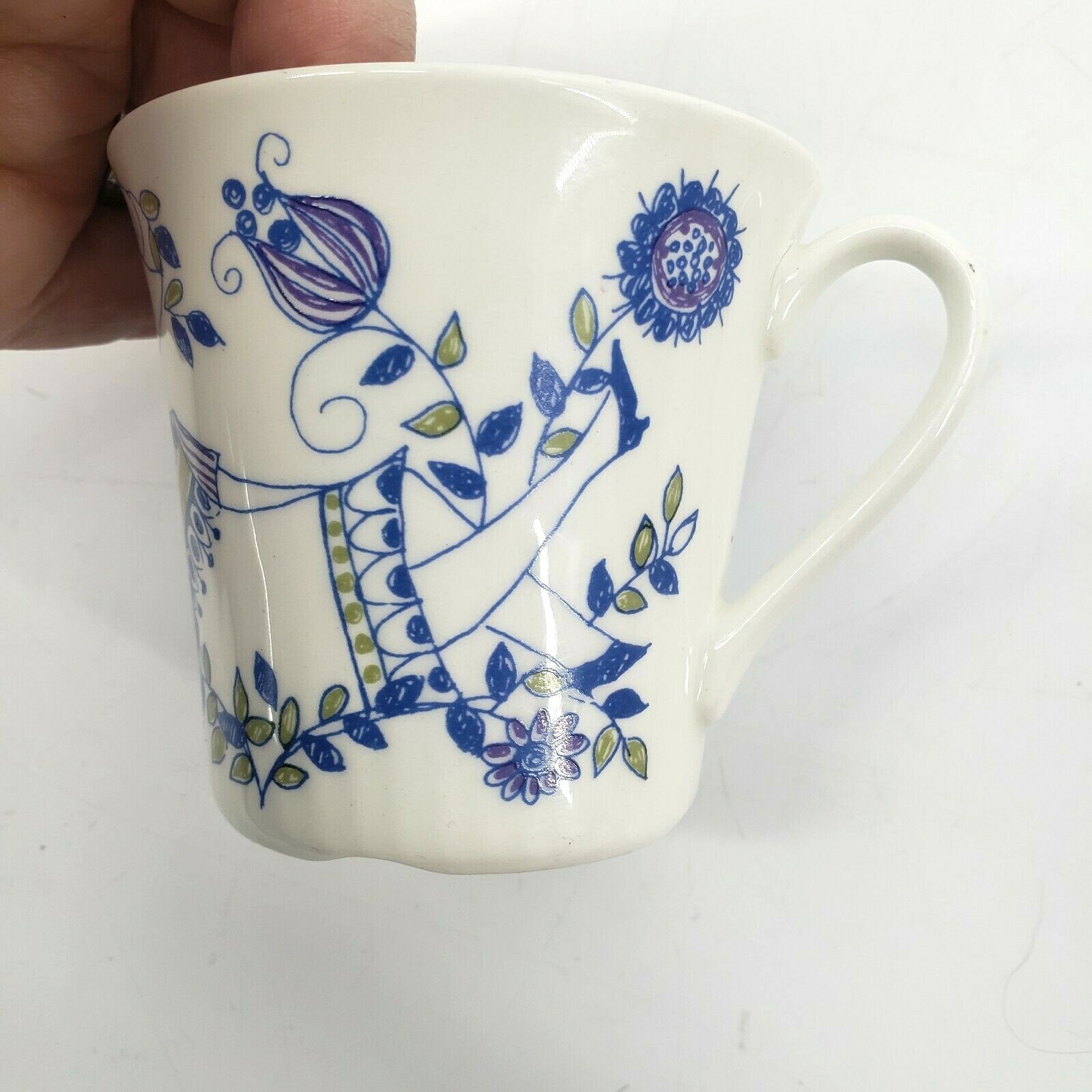 Vtg Lotte Turi-Design Cup Mug Figgjo Norway Flat Notch Hand Painted 