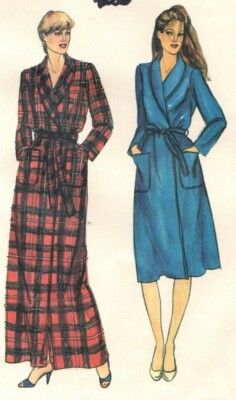 Vintage Designer Sewing Pattern Misses Front Wrap Robe Lounge Wear 