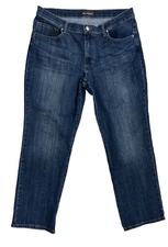 Lee Relaxed Fit Straight Leg Stretch Jeans Women's 14 Short Blue Mid Rise