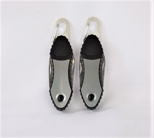 Multi-Tool Knife with LED Flashlight and Carabiner Hook (2 Pack)