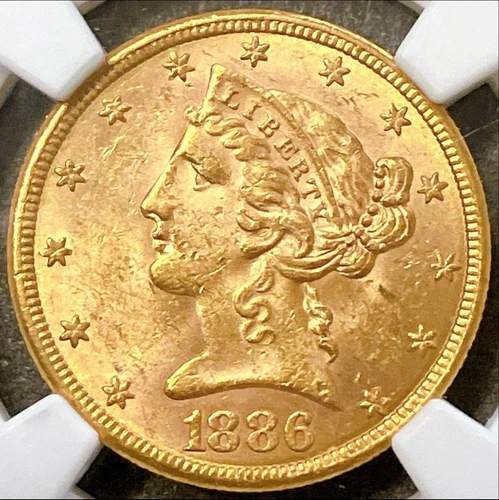 1886 - S $5 Liberty Head Eagle US Gold - NGC MS62