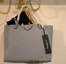 Marc Jacobs The Kiss-Lock Small Leather Tote  Rock Gray Silver Hardware~DUST BAG