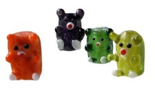 5 Hand Made Glass Lampwork Teddy Bear Beads 007096