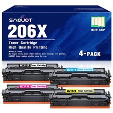 206X 4-Pack Toner with Chip for HP MFP M283fdw M255 M283cdw LaserJet Printer