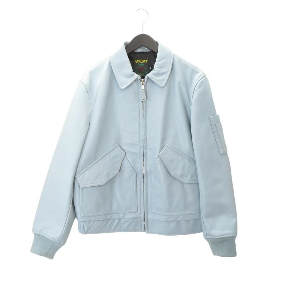 Veste débardeur cuir Supreme 19ss Schott taille M bleu clair Made in USA