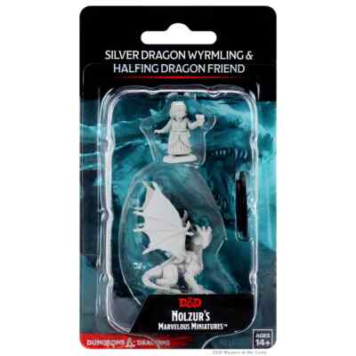 D&D Nolzur's Marvelous Miniatures: Silver Dragon Wyrmling & Halfling Friend