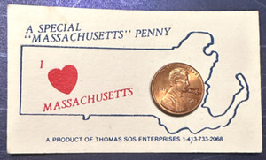 1983 Lincoln Cent Countermarked Massachusetts Penny Thomas Sos