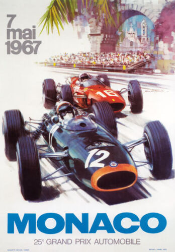 AV93 Vintage 1967 25th Monaco Grand Prix Motor Racing Poster Re-print A3 - Bild 1 von 1