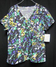New Delta XL Scrub Top Black with Splashes of Color style 46P