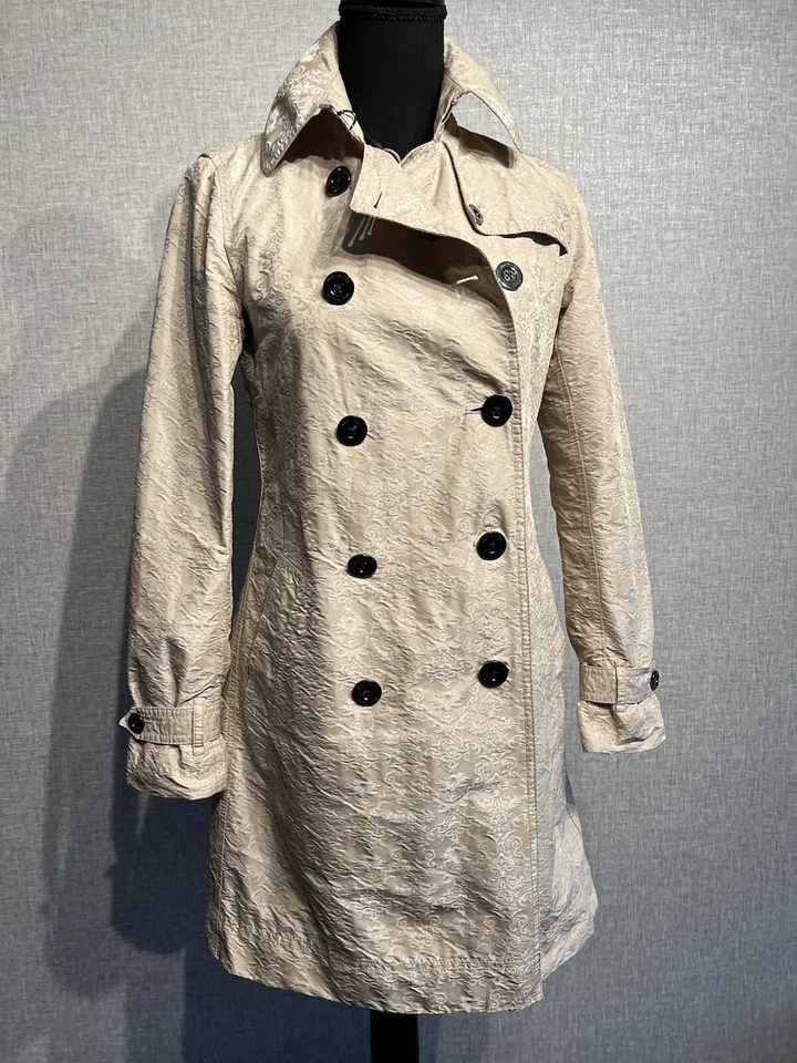 Martin + Osa SZ XS женщин двубортный бежевый цветочный текстуры пальто куртка без ремня - Изображение 4 из 4