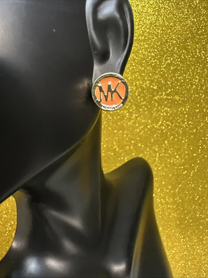 Pendientes perforados redondos pequeños Michael Kors. MK en Oro W Naranja (HALLAZGO RARO) Foto 3 de 4