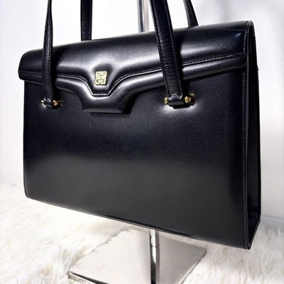 Givenchy Black Leather Handbag 4G Logo Formal Bag Authentic Excellent Condition