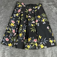Eliza J Women’s Black Pleated Floral MidiBall Circle Pleated Skirt Size 12 EUC