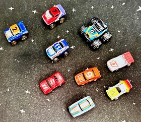 Vintage Galoob Micro Machines Lot Of 9 Race Cars & Monster Wheels 1980's