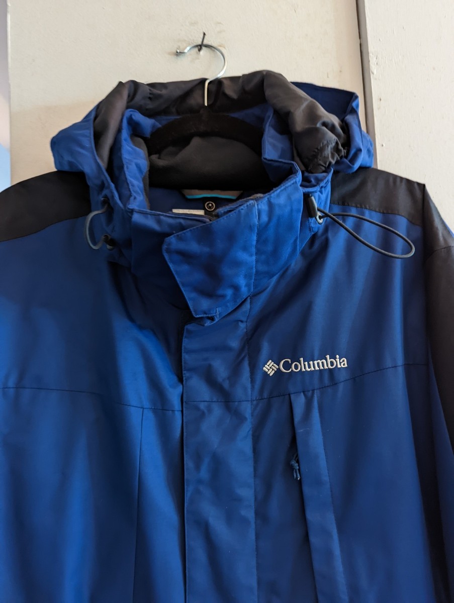 Columbia Omni-tech hooded full zip Mens Blue jacket Mid- Length sz
