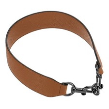 22.83" PU Leather Short Bag Strap with Clasp, Brown, Metallic Black Buckle