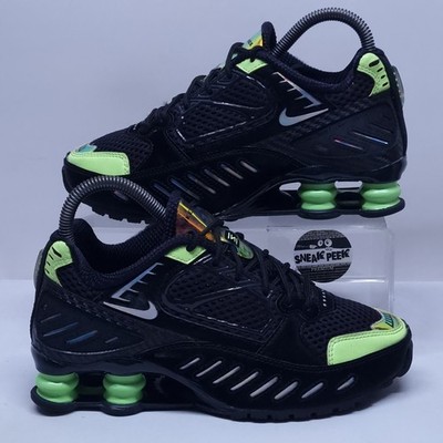 Nike Shox Enigma - UK Größe 3 - Turnschuhe Schwarz Grün Junior Sneaker 