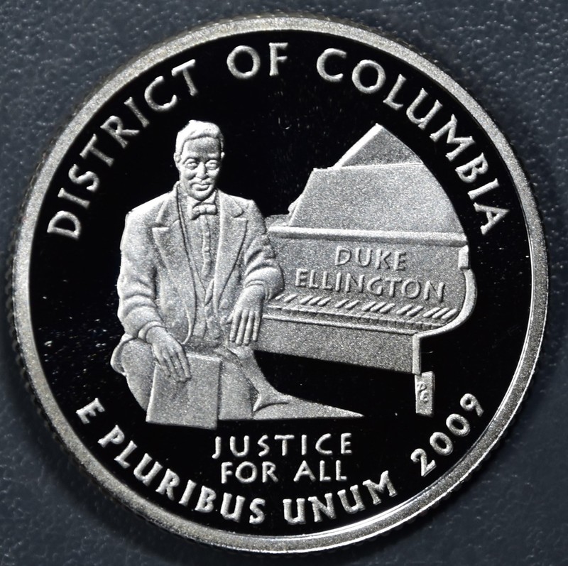 2009-S 25C SILVER DC & TERRITORIES QUARTER PROOF Washington DC Gr: Gem PR A7691