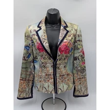 BOHO CHIC Tattoo Floral Lace Up Blazer Jacket Women Size 6
