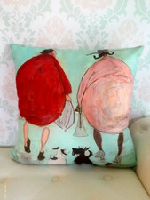 Design Sofa Kissen Bezug, "Zwei und Zwei die sich verstehn...", Shabby