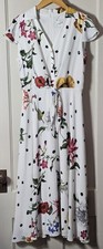 Joseph Ribkoff Dress Women 6 NWT White Floral Midi Tie Easter Sunday Cottagecore