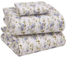 RUVANTI Flannel Sheets Twin Size - 100 Cotton Double Brushed Twin Sheets Set, D