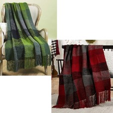 Herrschners Buffalo Plaid Afghans-Buy Both Save Crochet Kit