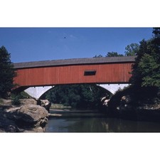 Narrows Covered Bridge Turkey Run State Park Indiana 1959 Vintage Color Slide