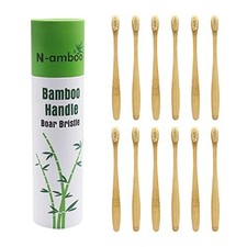 Boar Bristles Natural Bamboo Toothbrush Eco-Friendly Biodegradable Zero Waste...