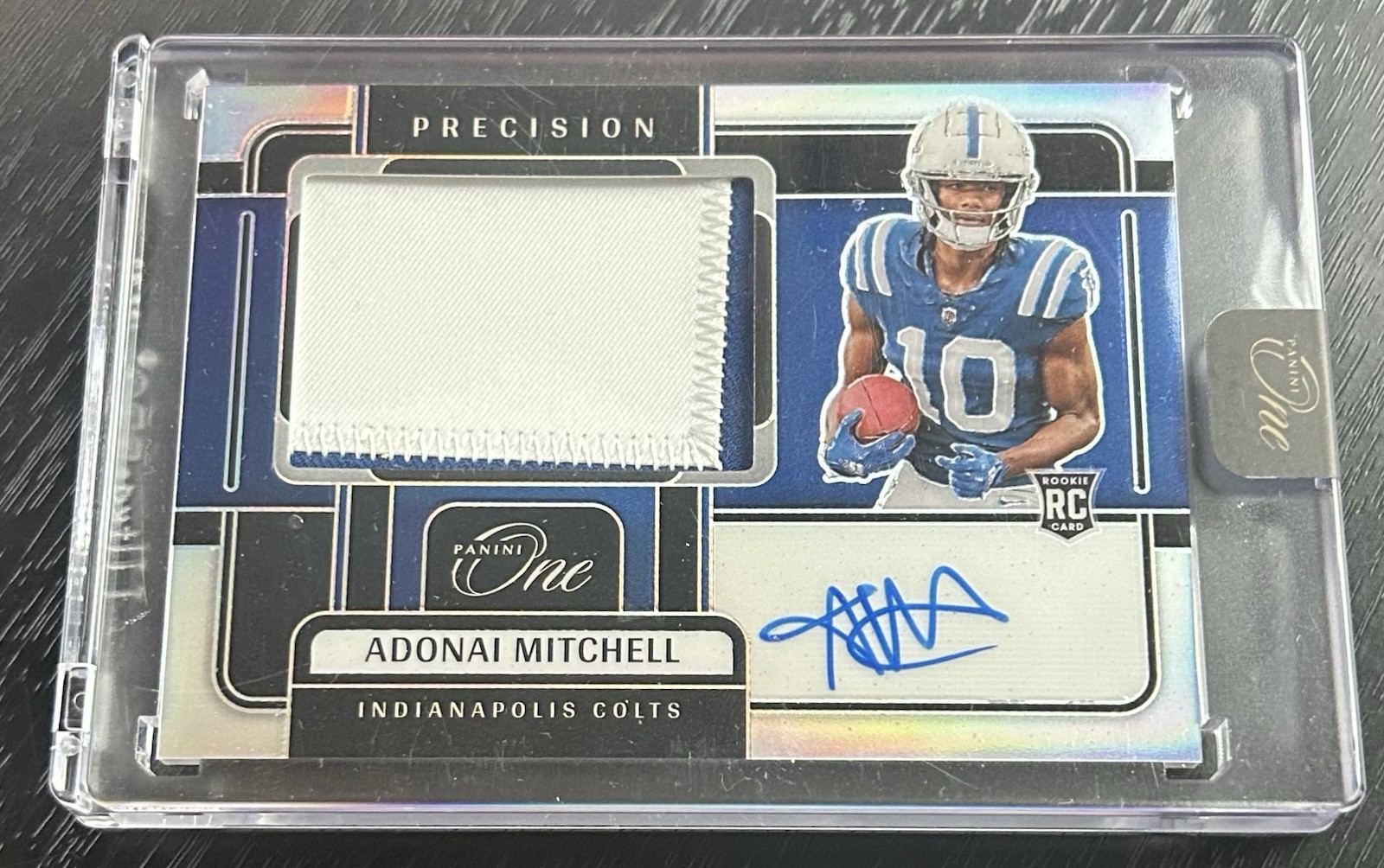 2024 Panini One Adonai Mitchell Auto Silver Prizm RPA Two Color Patch #64/99 RC