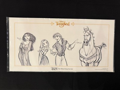 Rare Disney D23 Limited Edition Tangled Lithograph Sketch Print