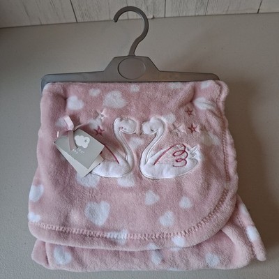 Primark Early Days Pink Swan Blanket Soother Blankie Pram Hearts With Tags