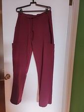 Sz M Women's Mandala Burgundy Cargo Scrub Pants EUC