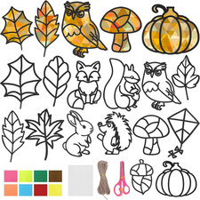 Herbst Bastelset Kinder, 14 Stück Herbst Basteln Kinder, Herbstdeko DIY Fensterb