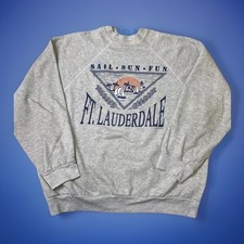 Vtg Tultex Made In USA Ft Lauderdale Florida Sweatshirt Tourist 2XL Sail Sun Fun