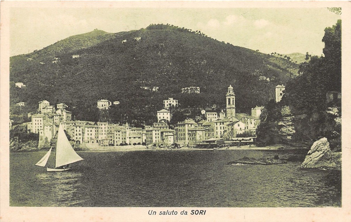 Cartolina - Postcard - un saluto da - Sori - Panorama dal mare - anni '30