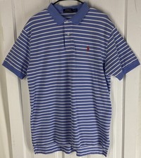 Polo Ralph Lauren Size XL Mens 100 -Cotton Blue Stripe Short Sleeve Polo Shirt