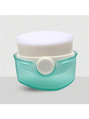 Green Portable Foundation Brush With Powder Container For Flawless Application