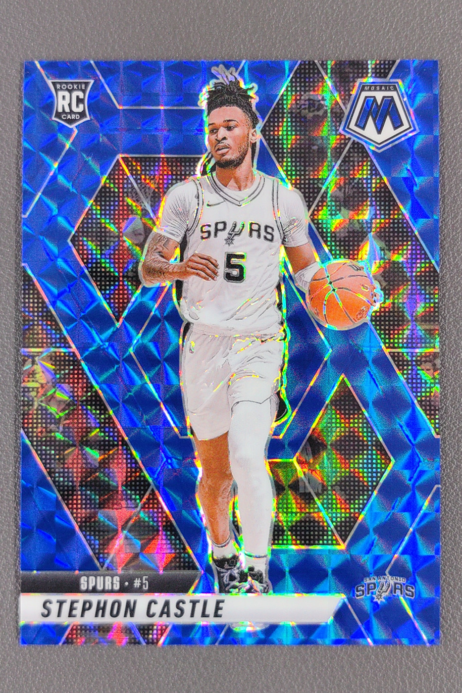 2024-25 Panini Mosaic Stephon Castle Blue Prizm RC /199 #236 Spurs