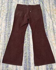 Vintage 70s Levi  s Bell Bottom Jeans Brown Cotton Twill 34x29 70s Talon Zip 38