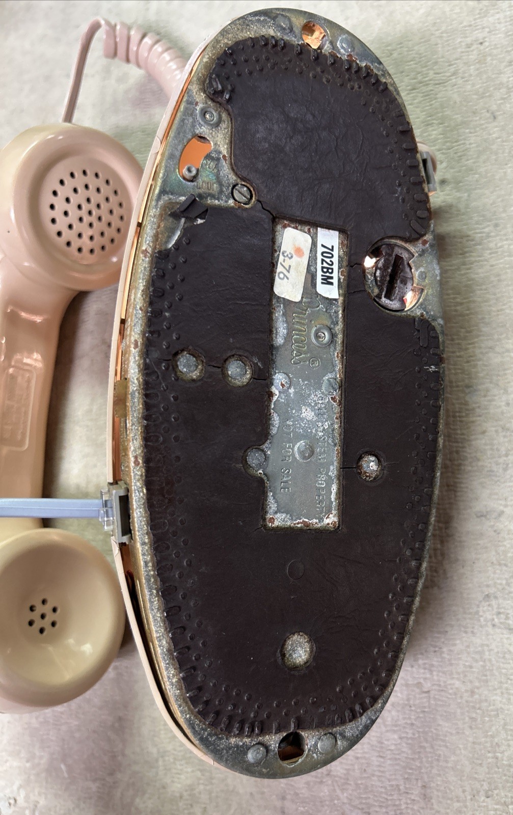 Authentic Vtg Beige Rotary Princess Phone 702BM Transformer Lights Up! 1960s