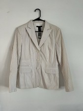 The Limited Pinstripe White Blazer Three Button Suit Jacket Office Womens M NWT