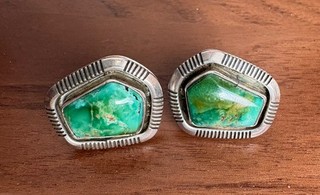 Vintage William Johnson Sterling Silver Turquoise Native American Earrings