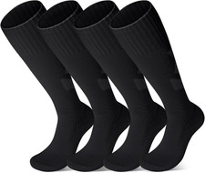 2 Pairs Kids Soccer Socks for Ages 7-13, Black Sports Training Socks