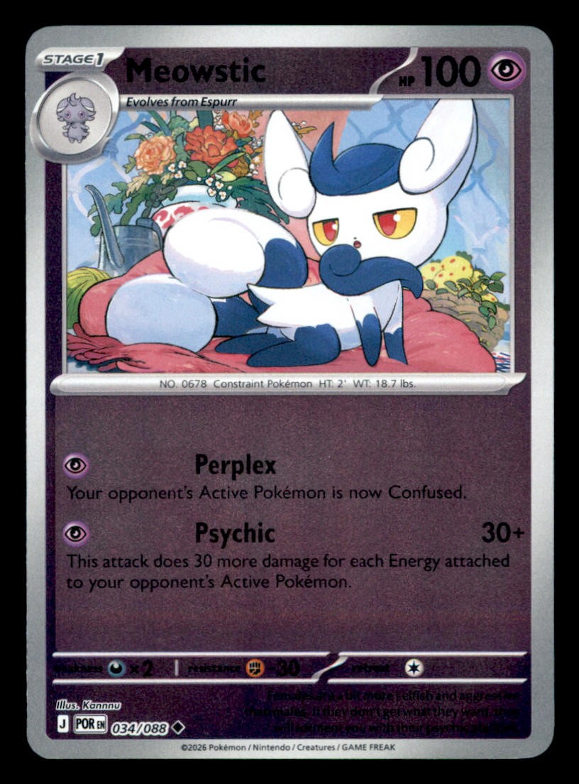 Meowstic Normal Uncommon ME03: Perfect Order 034/088 NM
