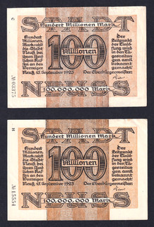 Neuß 2 x 100 Millionen Mark Serie C H 15.9.1923