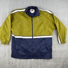Vintage Nike Jacket Mens Medium Green Blue Windbreaker Full Zip Track 90s Nylon