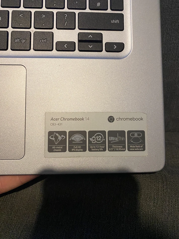 Acer Chromebook 14 CB3-431 Laptop Intel Celeron, 14 -Inch, Silver used condition - Image 4 of 4