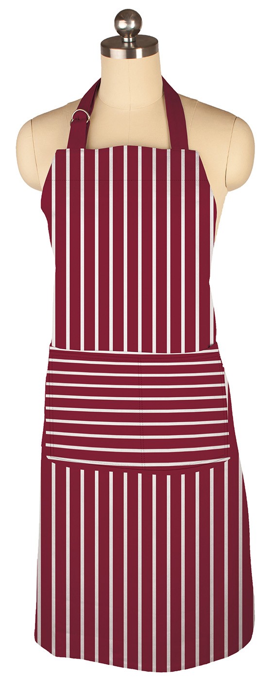 MU Kitchen Adjustable Cotton Pinstripe Apron, 35-Inches, Cabernet